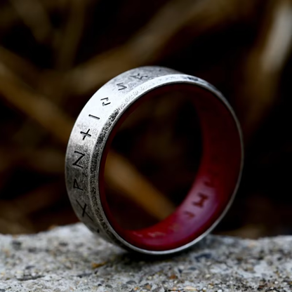Silver & Red Leather Ring by Harrison & James - ring product image 1
