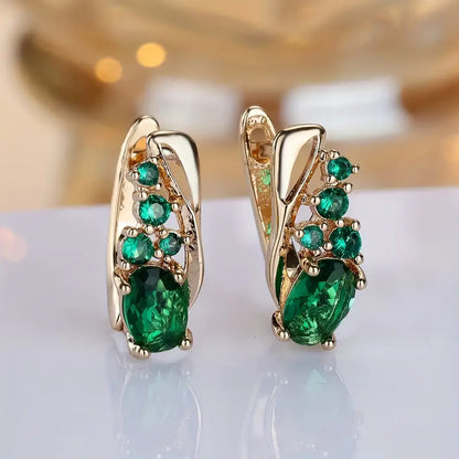 Gold Emerald Cluster Drop Earrings by Harrison & James - earrings product image 1
