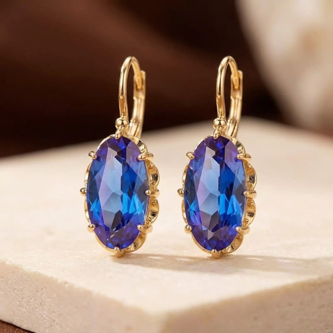 Gold Sapphire Drop Earrings by Harrison & James - earrings product image 1