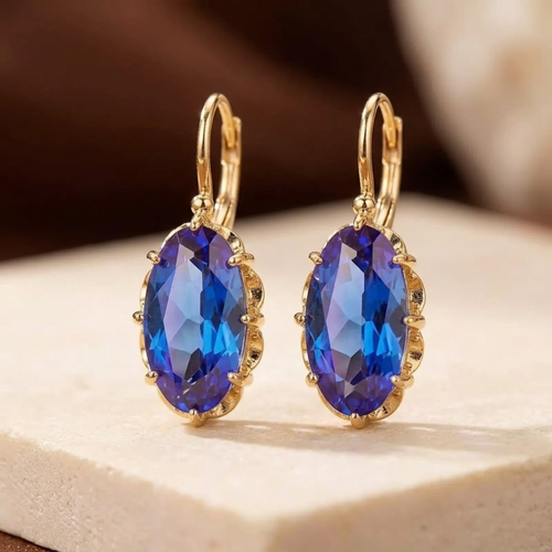 Gold Sapphire Drop Earrings by Harrison & James - earrings product image 1