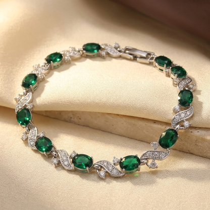 Silver Emerald Vintage Link Bracelet by Harrison & James - bracelet product image 1