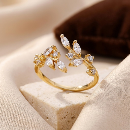 Gold Open Leaf Ring by Harrison & James - ring product image 1