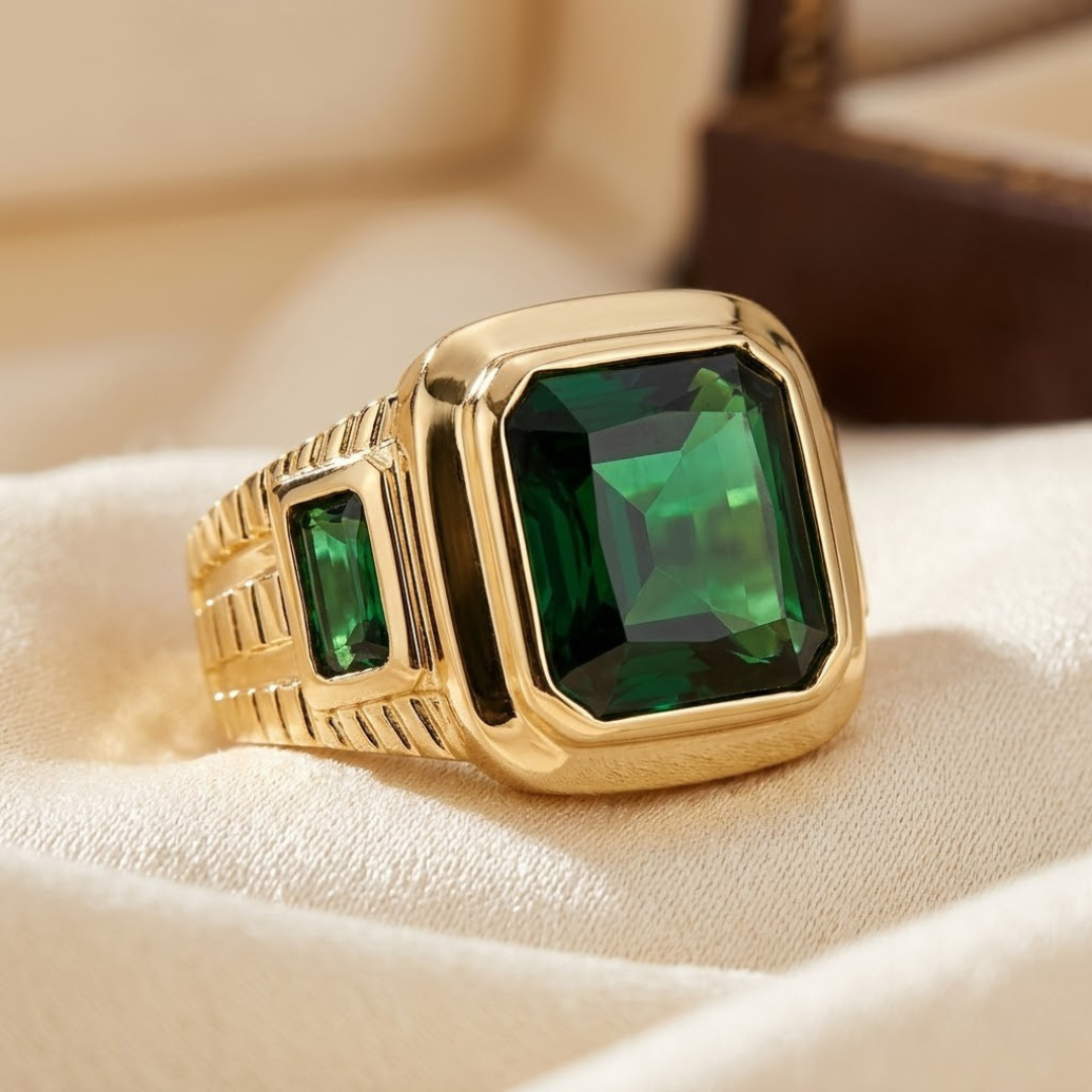 Gold Emerald Signet Ring by Harrison & James - ring product image 1