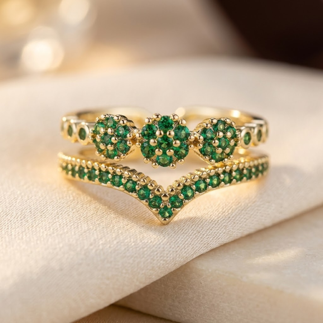 Gold Emerald Cluster Ring by Harrison & James - ring product image 1