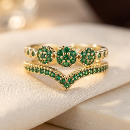 Gold Emerald Cluster Ring by Harrison & James - ring product image 1