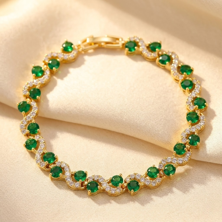 Gold Emerald Halo Bracelet by Harrison & James - bracelet product image 1