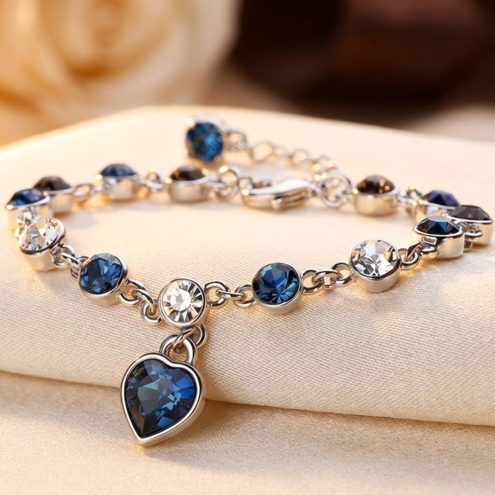 Silver Sapphire Heart Chain Bracelet by Harrison & James - bracelet product image 1