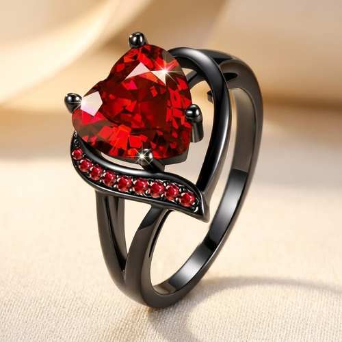 Silver Ruby Heart Ring by Harrison & James - ring product image 1