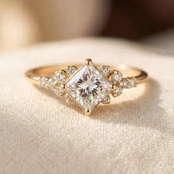 Gold Square Solitaire Ring by Harrison & James - ring product image 1