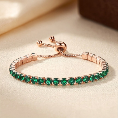 Gold Emerald Adjustable Tennis Bracelet by Harrison & James - bracelet product image 1
