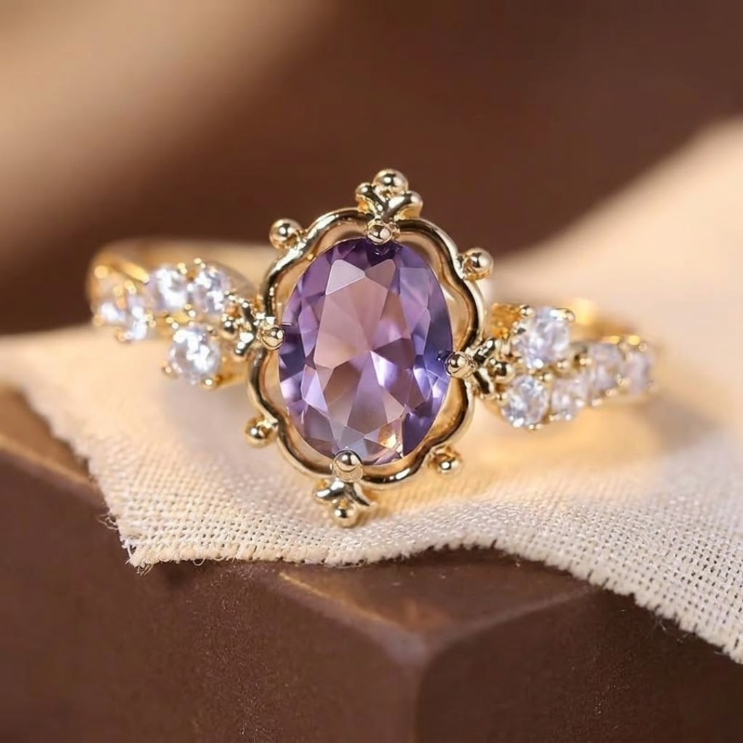 Gold Amethyst Princess Ring by Harrison & James - ring product image 1