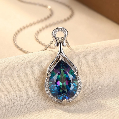 Silver Sapphire Teardrop Necklace by Harrison & James - necklace product image 1