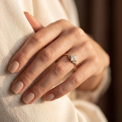 Gold Square Solitaire Ring by Harrison & James - ring product image 2