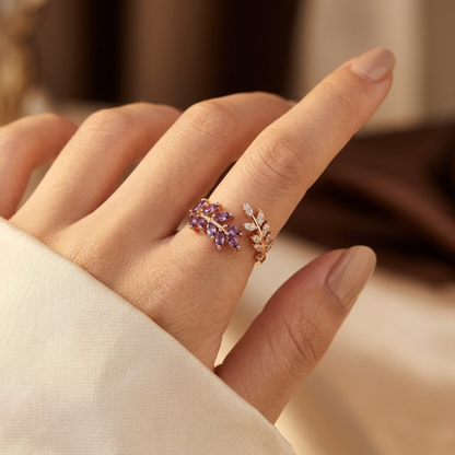 Gold Amethyst Leaf Ring by Harrison & James - ring product image 2