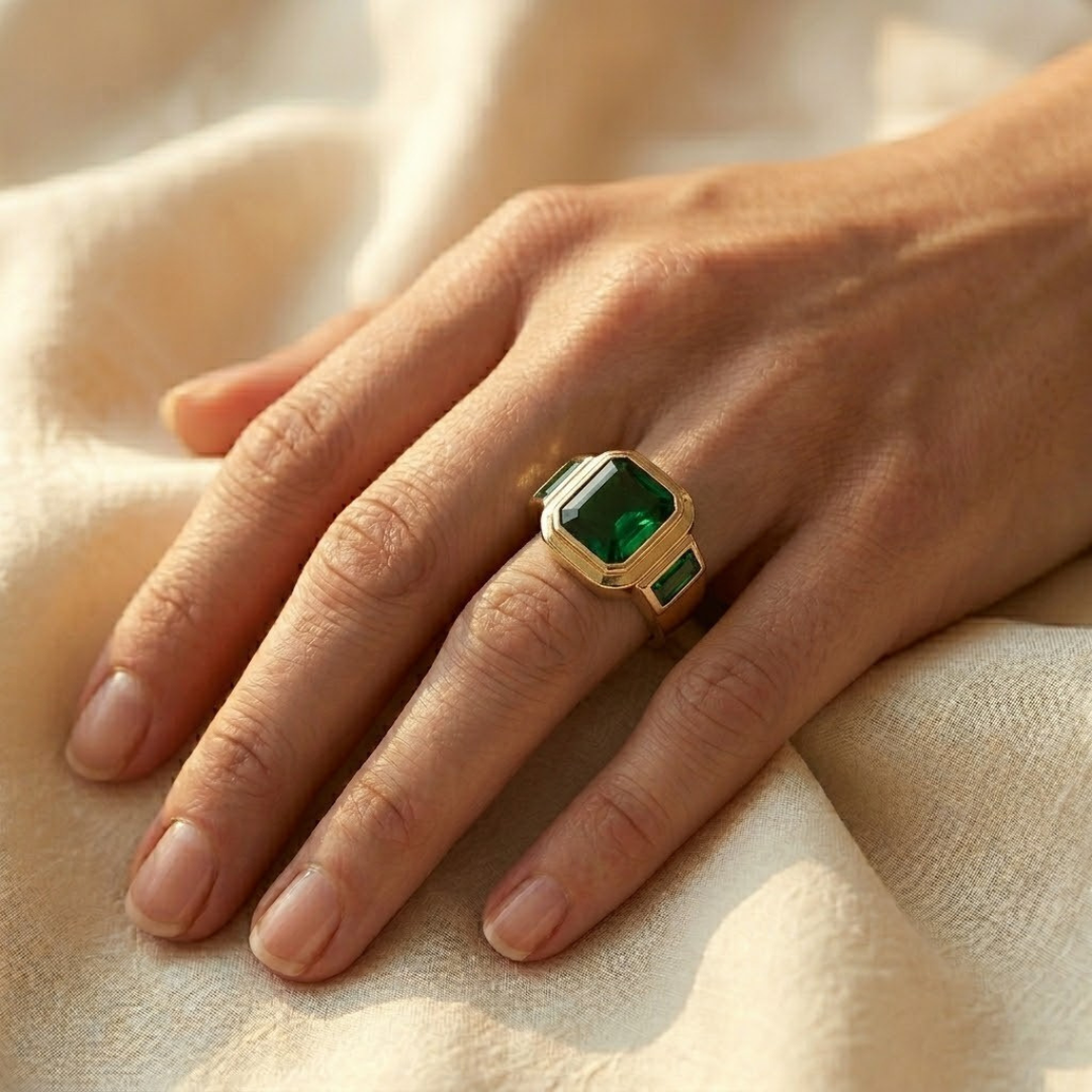 Gold Emerald Signet Ring by Harrison & James - ring product image 2