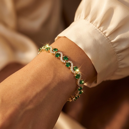 Gold Emerald Halo Bracelet by Harrison & James - bracelet product image 2