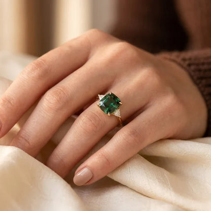 Gold Cushion Solitaire Ring by Harrison & James - ring product image 2