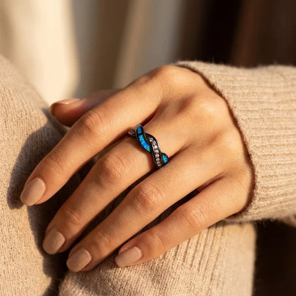 Silver Twisted Inlay Ring by Harrison & James - ring product image 2