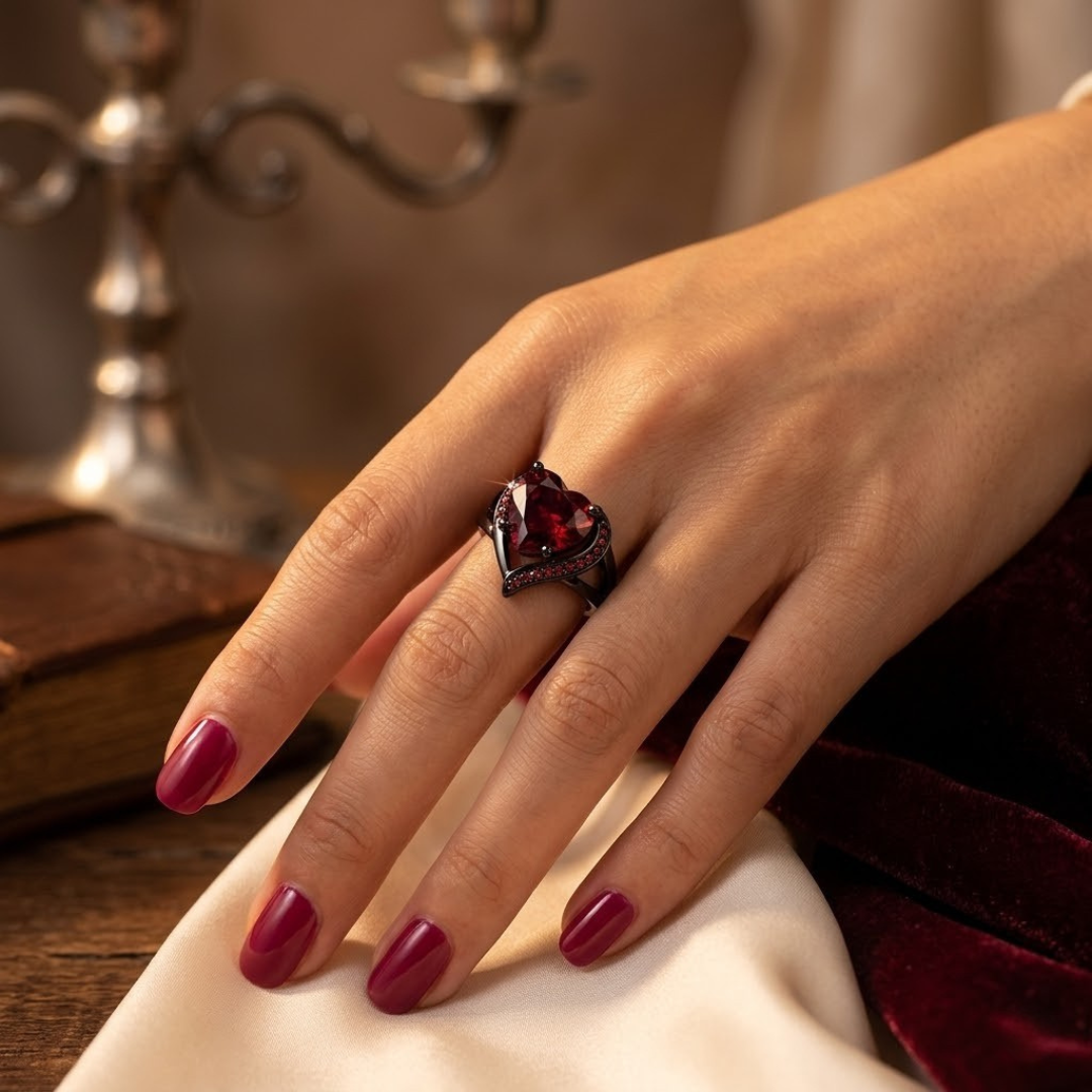 Silver Ruby Heart Ring by Harrison & James - ring product image 2