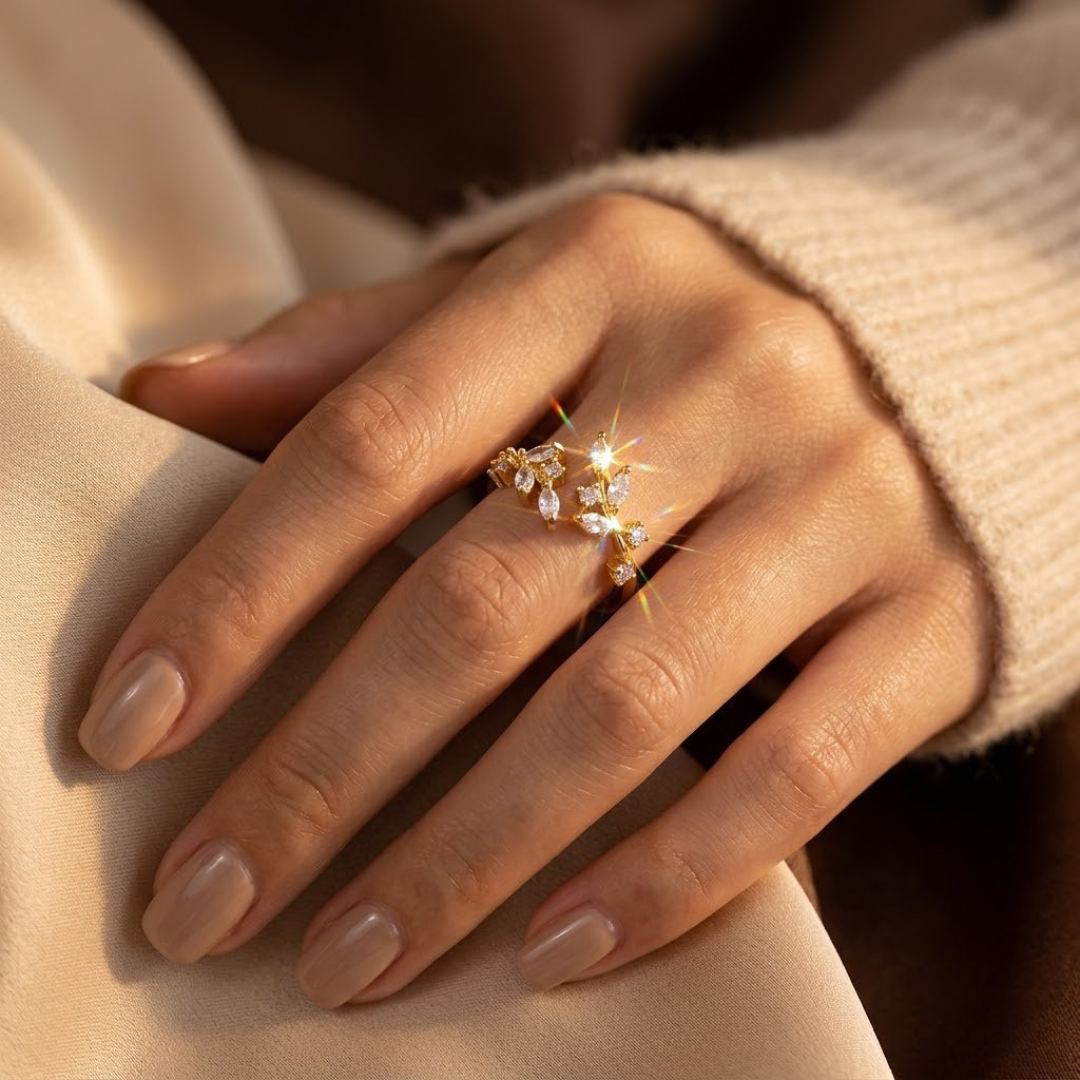 Gold Open Leaf Ring by Harrison & James - ring product image 2