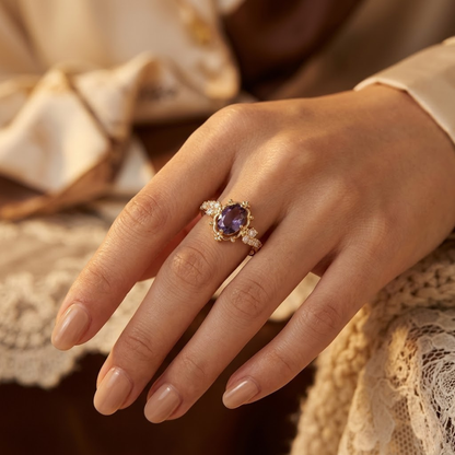 Gold Amethyst Princess Ring by Harrison & James - ring product image 2