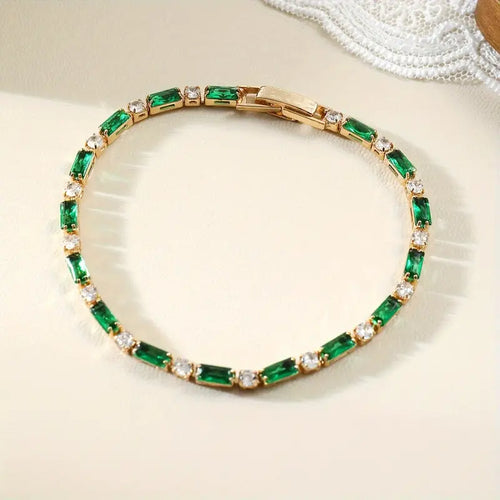 Gold Emerald Alternating Tennis Bracelet by Harrison & James - bracelet product image 1