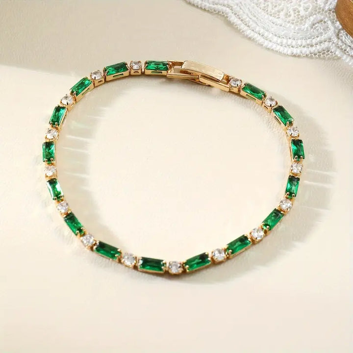 Gold Emerald Alternating Tennis Bracelet by Harrison & James - bracelet product image 1