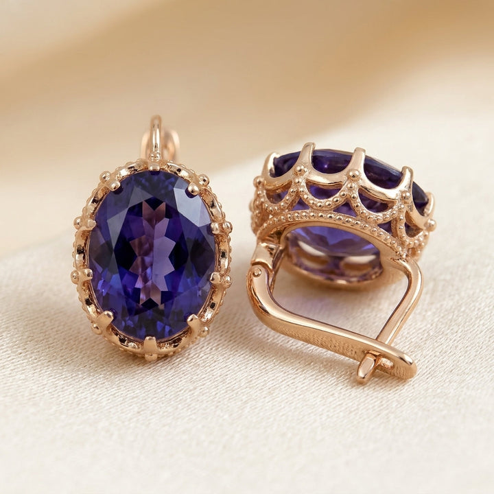 Gold Amethyst Crown Earrings by Harrison & James - earrings product image 1