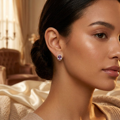 Gold Amethyst Halo Earrings by Harrison & James - earrings product image 2