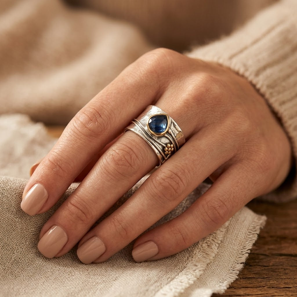 Silver and Gold Bezel Accent Ring by Harrison & James - ring product image 2