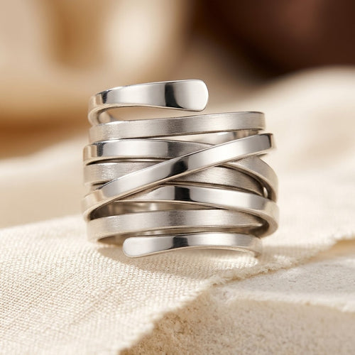 Silver Multi Band Wrap Ring by Harrison & James - ring product image 1