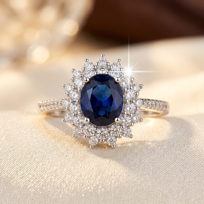 Gold Sapphire Halo Ring by Harrison & James - ring product image 3