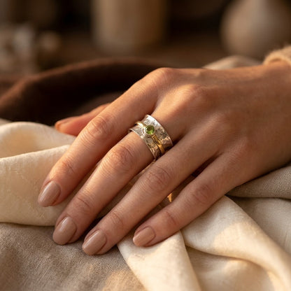 Silver and Gold Rustic Band Ring by Harrison & James - ring product image 2