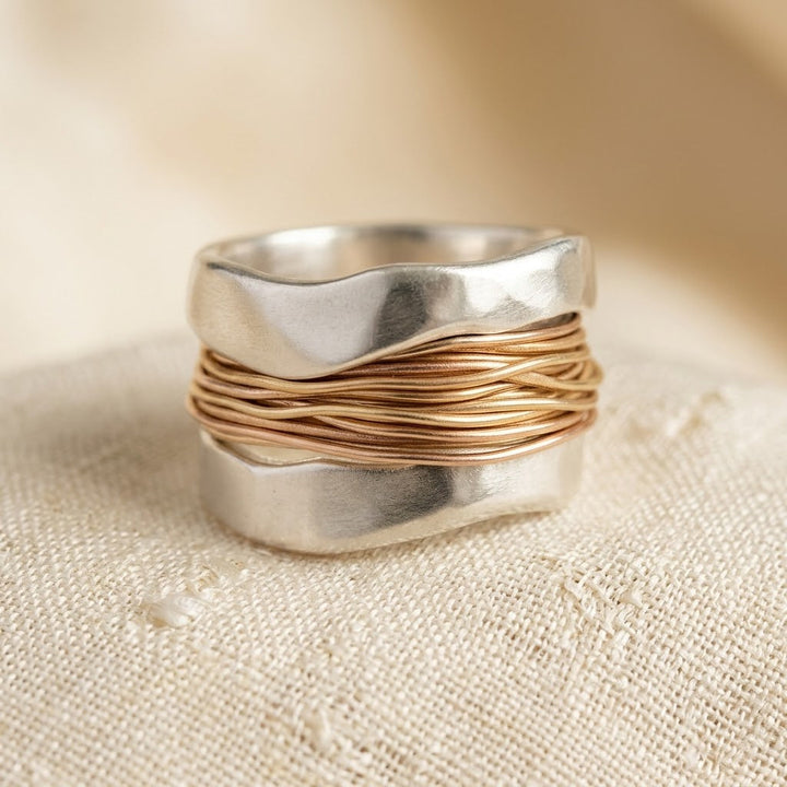 Silver and Gold Wrapped Ring by Harrison & James - ring product image 1