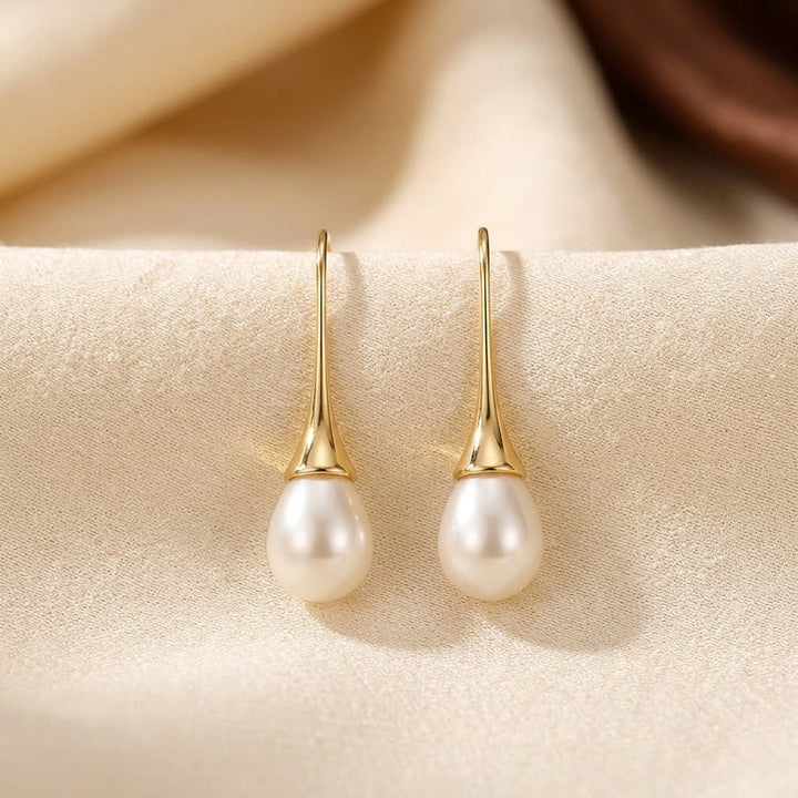Gold Pearl Drop Earrings by Harrison & James - earrings product image 1