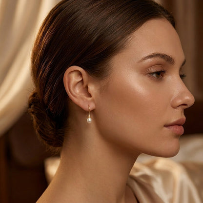 Gold Pearl Drop Earrings by Harrison & James - earrings product image 2