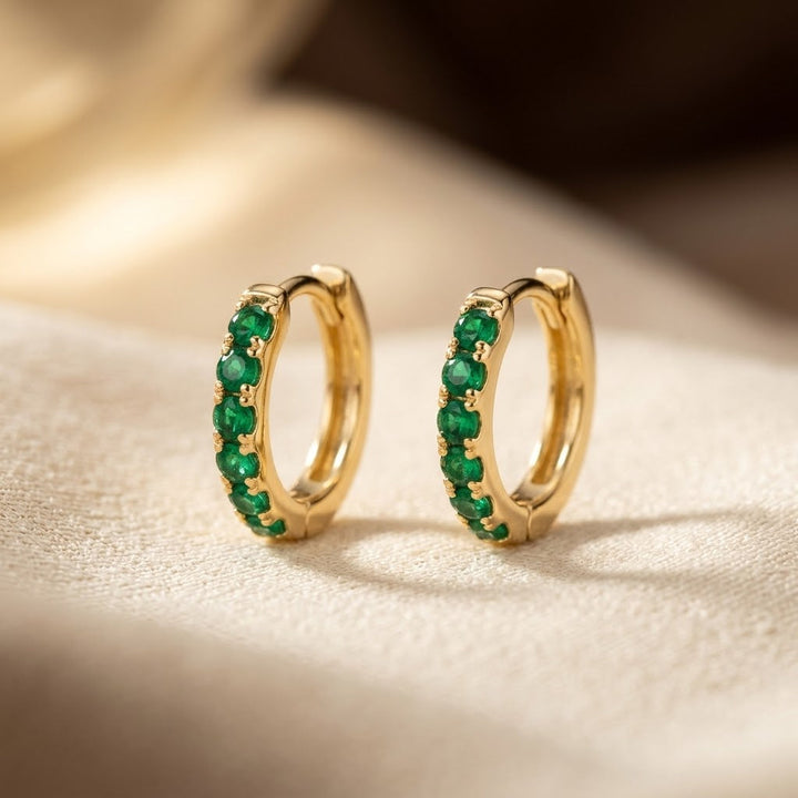 Gold Emerald Hoop Earrings by Harrison & James - earrings product image 1