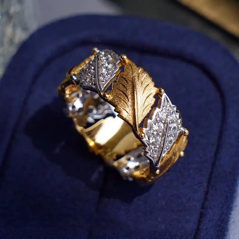 GOLD SILVER LEAF PAVE RING - (ADJUSTABLE) by Harrison & James - ring product image 4
