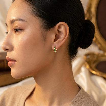 Gold Emerald Lattice Hoop Earrings by Harrison & James - earrings product image 2