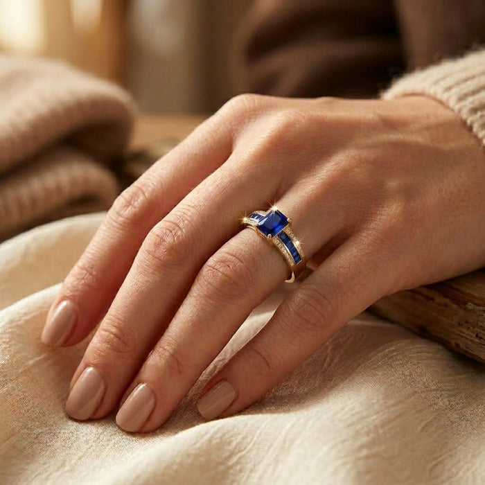 Gold Sapphire Square-Cut Ring by Harrison & James - ring product image 2