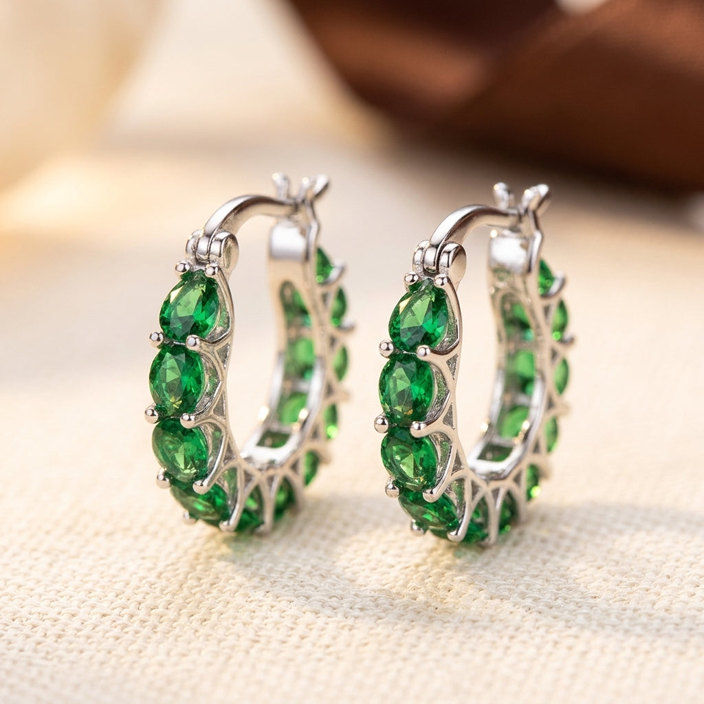 Gold Emerald Lattice Hoop Earrings by Harrison & James - earrings product image 3
