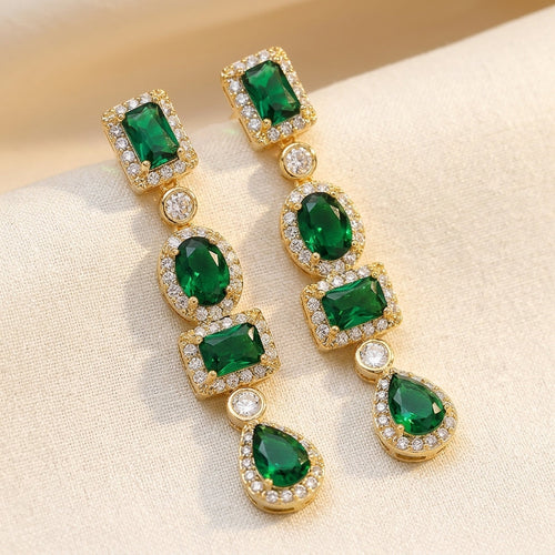 Gold Emerald Multi-Shape Drop Earrings by Harrison & James - earrings product image 1
