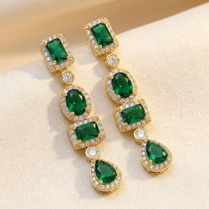 Gold Emerald Multi-Shape Drop Earrings by Harrison & James - earrings product image 1