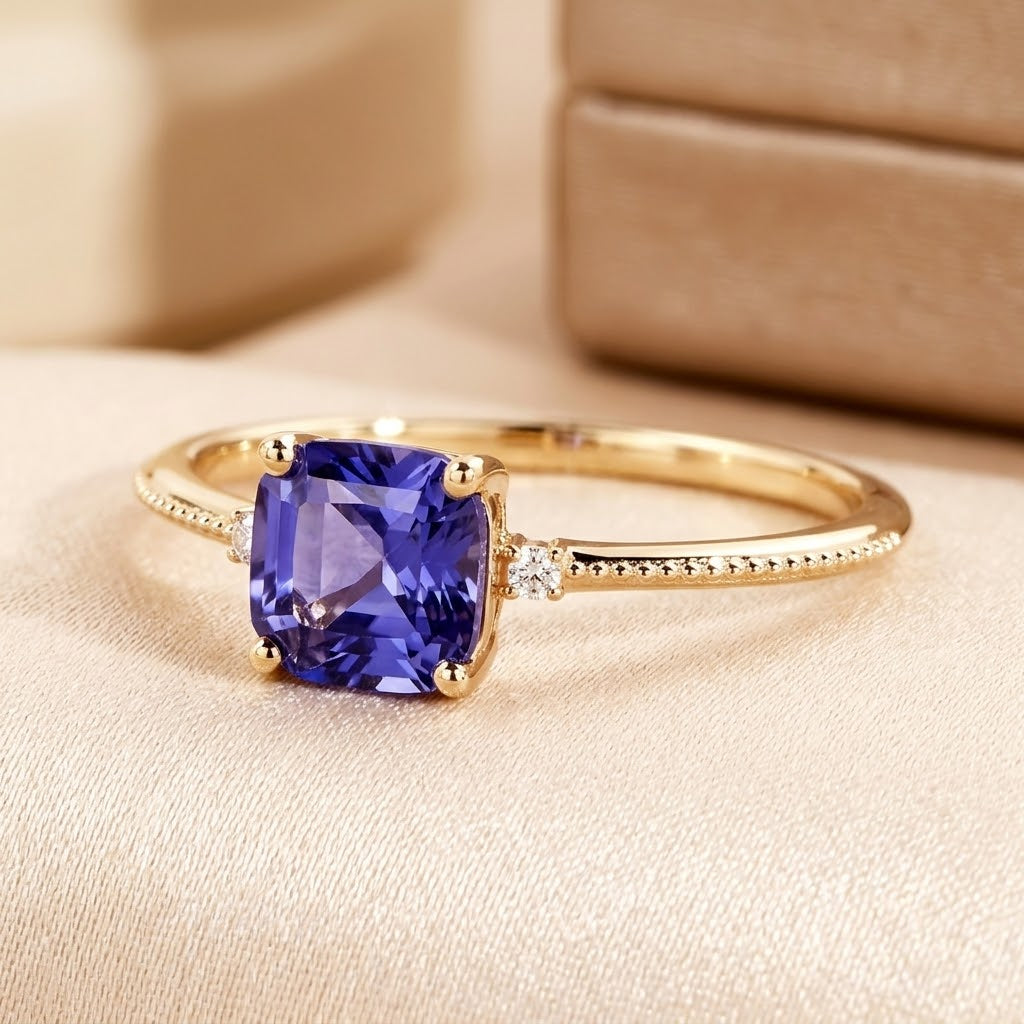 Gold Amethyst Solitaire Ring by Harrison & James - ring product image 1