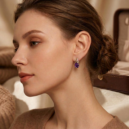 Gold Amethyst Hoop Earrings by Harrison & James - earrings product image 2
