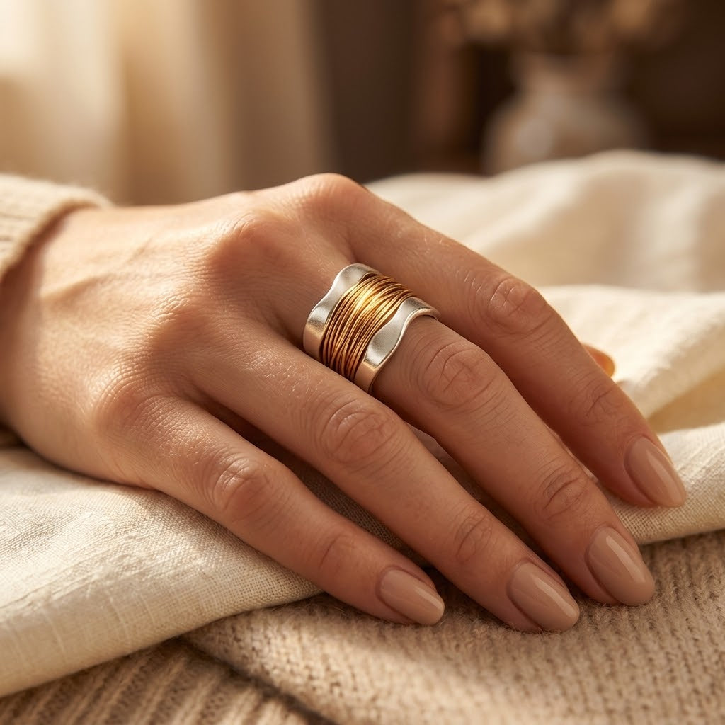 Silver and Gold Wrapped Ring by Harrison & James - ring product image 2