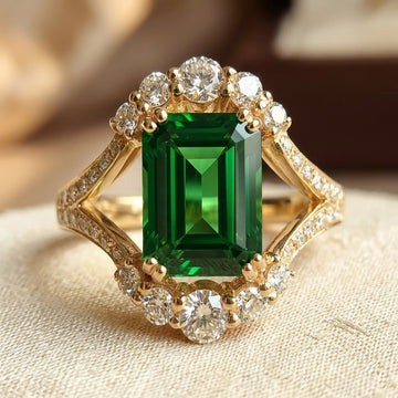 Gold Emerald Halo Ring by Harrison & James - ring product image 1