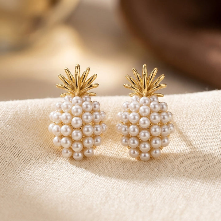 Gold Cluster Pearl Stud Earrings by Harrison & James - earrings product image 1