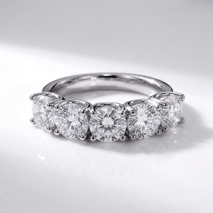 SILVER FIVE DIAMOND ROUND RING by Harrison & James - ring product image 1