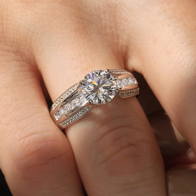 SILVER ROUND DIAMOND PAVE BAND RING by Harrison & James - ring product image 3